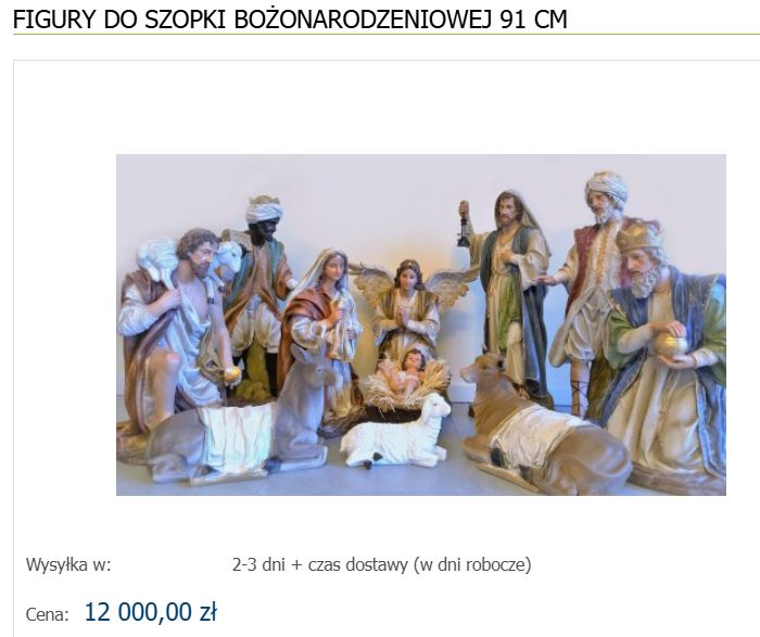 Figury do szopki bożonarodzeniowej za 12 tys. zł