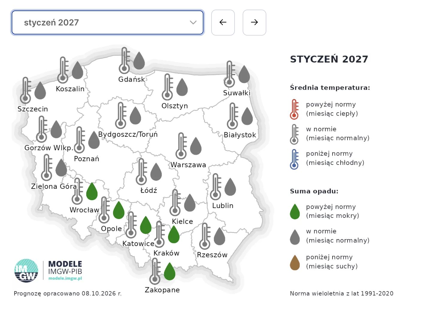 Temperatury w styczniu
