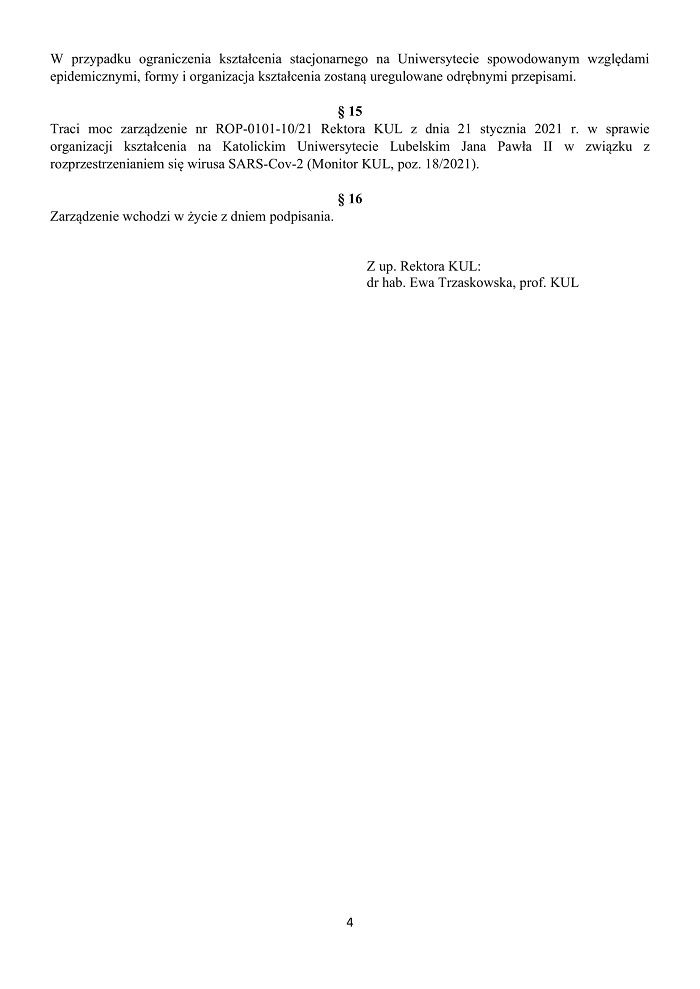 Zarządzenie Rektora KUL ws. powrotu studentów na uczelnię