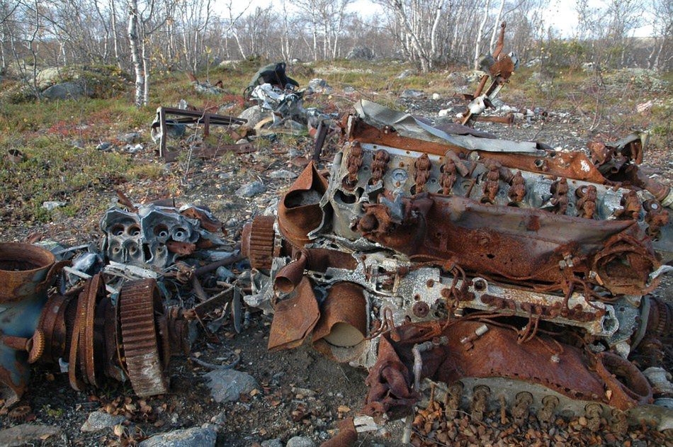 Szczątki samolotu Messerschmitt Bf 109