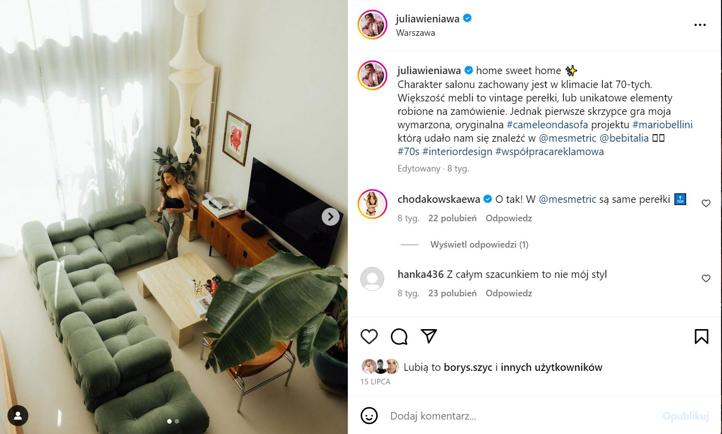 Julia Wieniawa odświeżyła mieszkanie