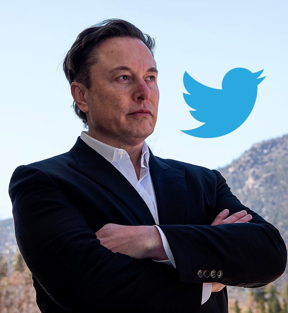 Elon Musk i logo Twittera