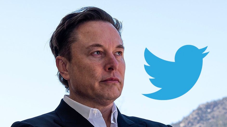 Elon Musk i logo Twittera