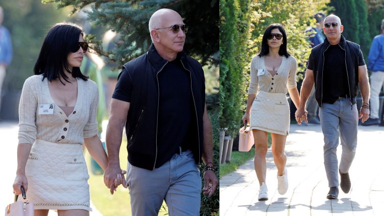 Jeff Bezos i odpicowana Lauren Sanchez przybywają na "letni obóz miliarderów"