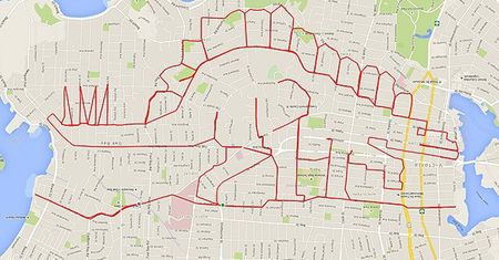 Artysta maluje obrazy na mapach GPS przy pomocy roweru i aplikacji mobilnej