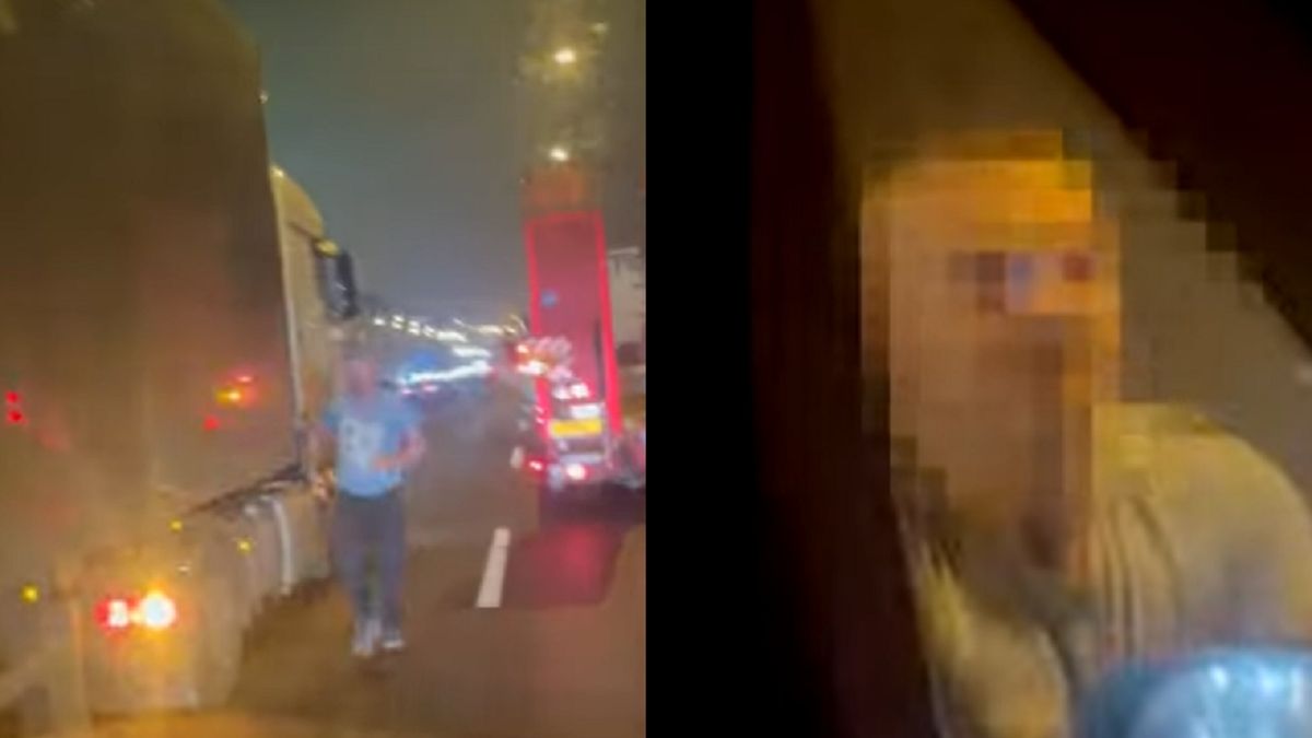 Mężczyzna zniszczył auto i zablokował drogę.