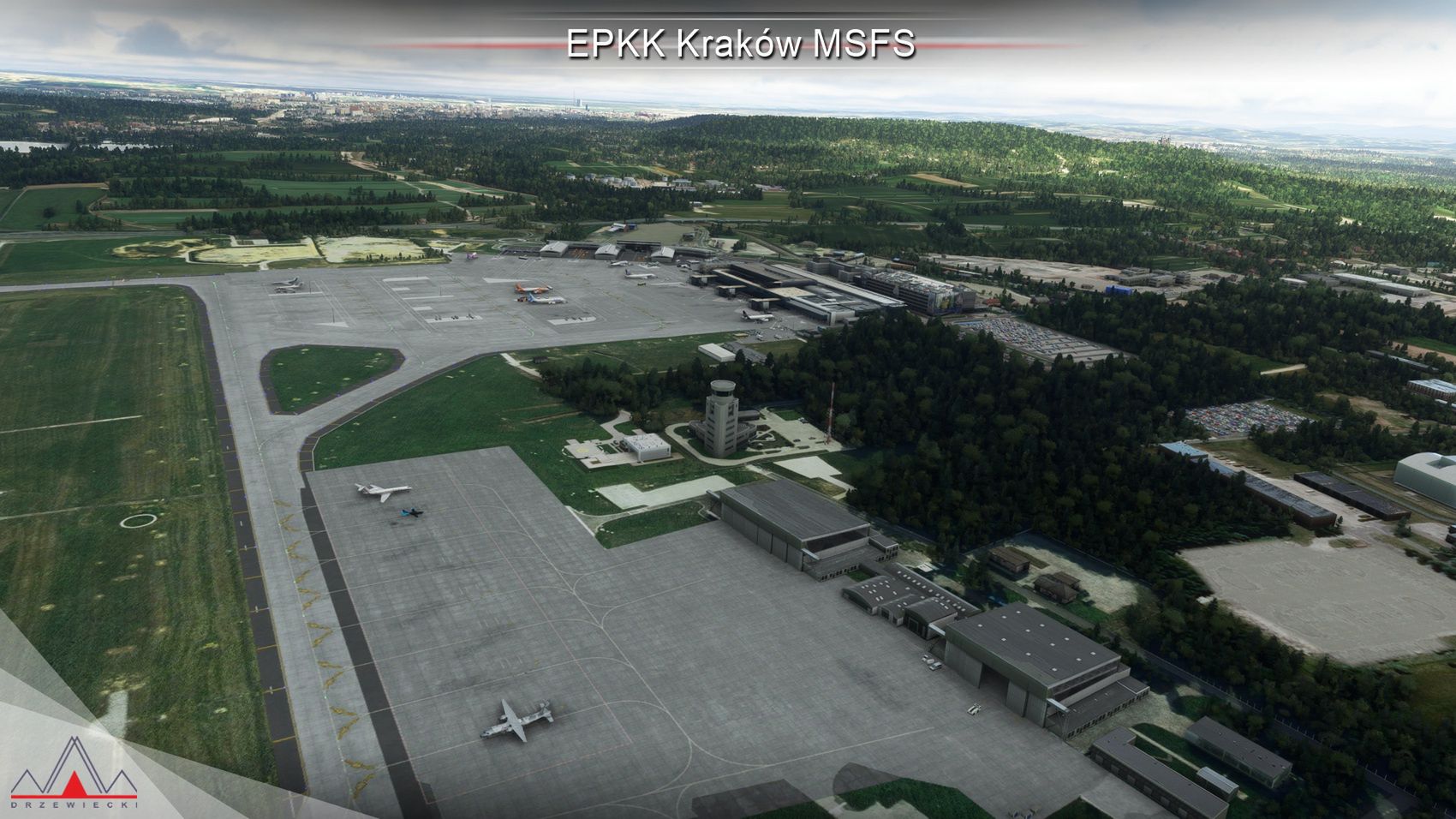 Kraków w Microsoft Flight Simulator.