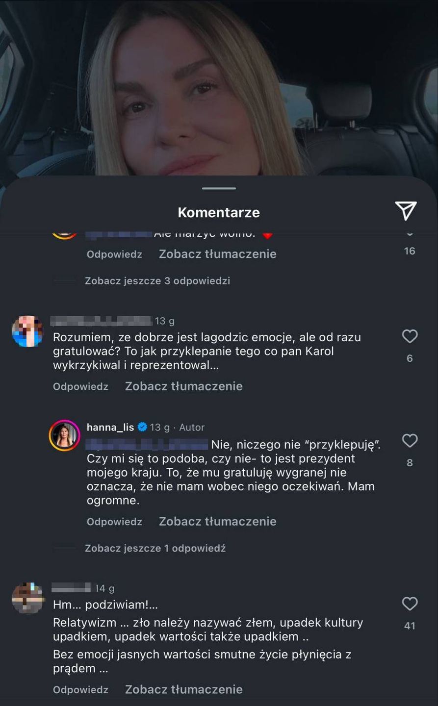 Hanna Lis odpowiadała na komentarze internautów