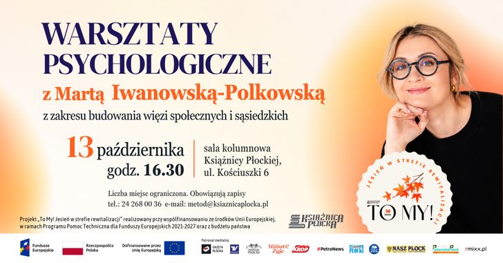 Bezpłatne warsztaty psychologiczne w Płocku. Spotkanie z Martą Iwanowską-Polkowską