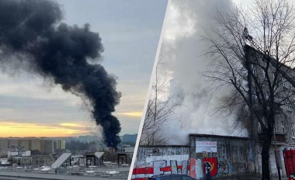 Wielki pożar w centrum miasta. Czarny dym było widać z kilku kilometrów