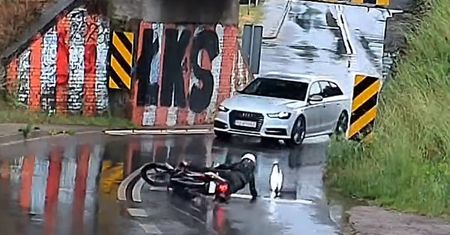 Dramatyczne nagranie z gminy Komorniki. Tak skończył motocyklista