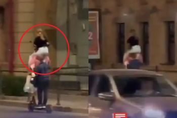 "Ojciec roku" z Rosji? Trzy osoby na jednej hulajnodze