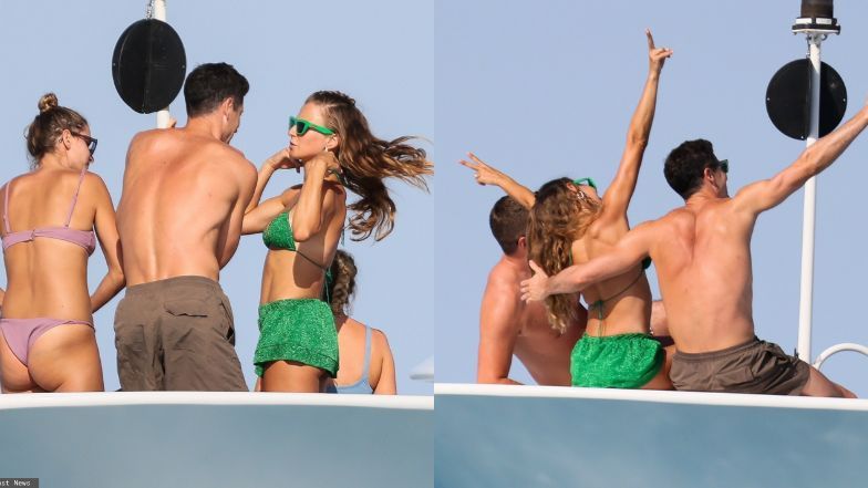 Anna i Robert Lewandowscy na jachcie 