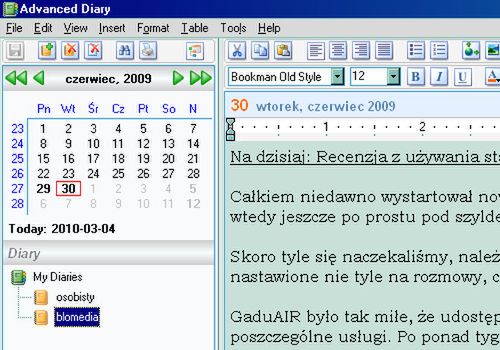 Advanced Diary - pamiętnik, notes, organizer 2