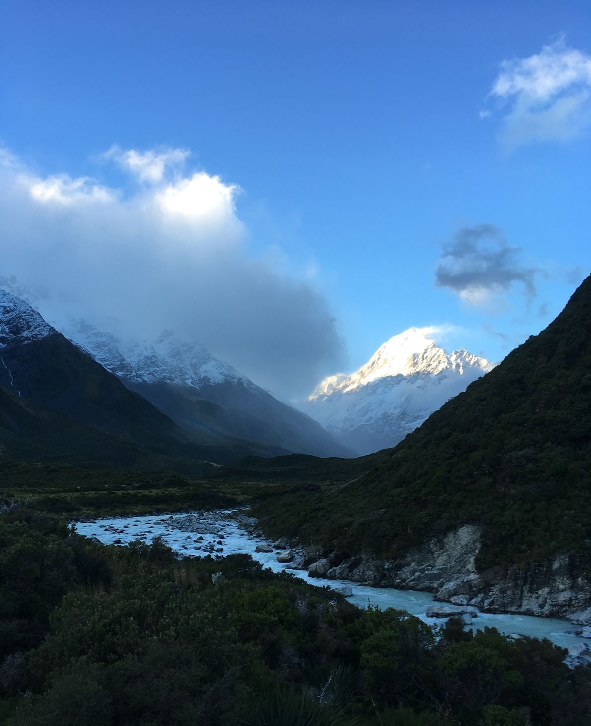 Widok na Mt Cook z Hooker Valley