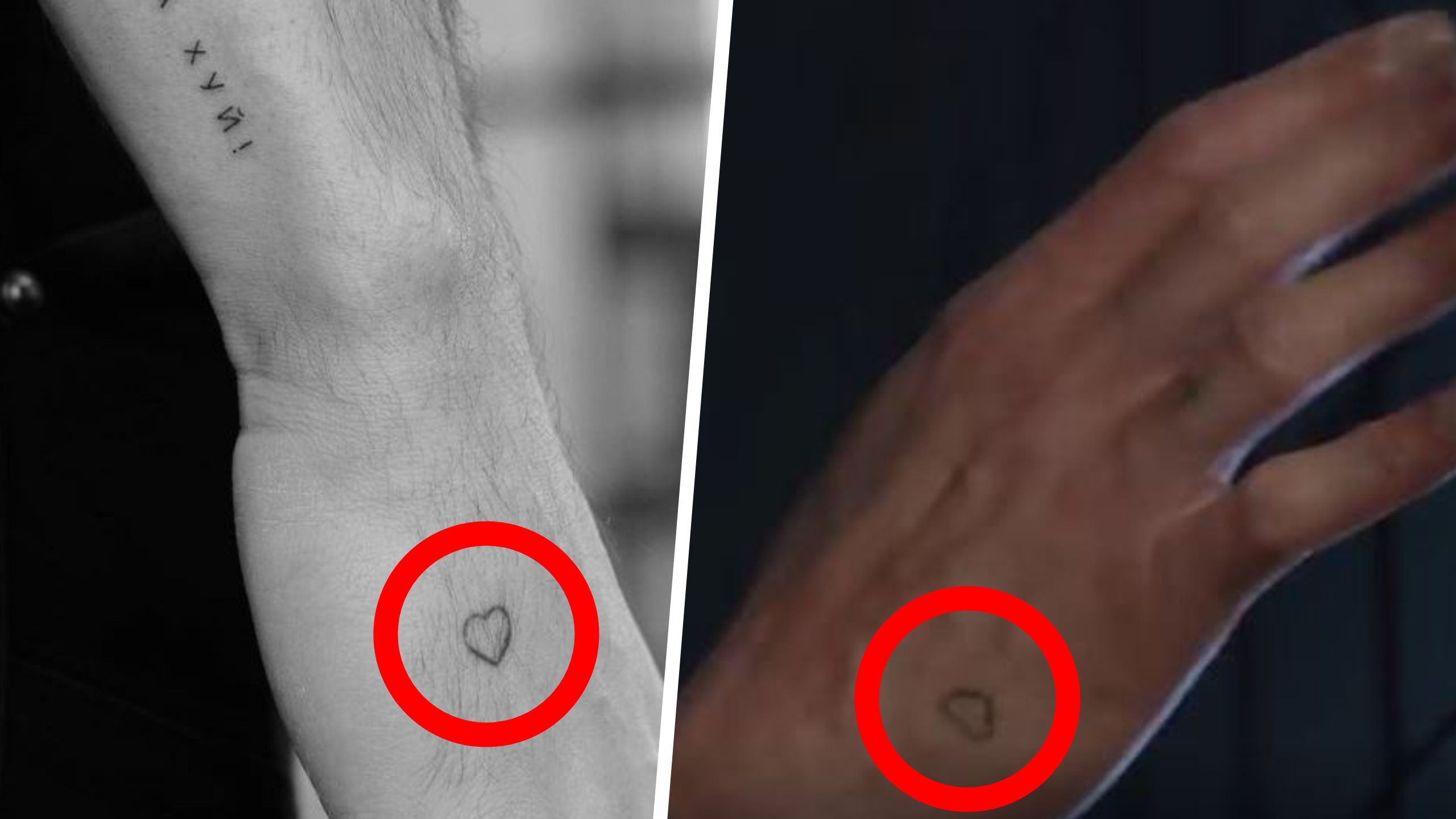 Karol Kłos umieścił na Instagramie zdjęcie z charakterystycznym tatuażem (z lewej). Po prawej ujęcie z materiału promocyjnego InPost