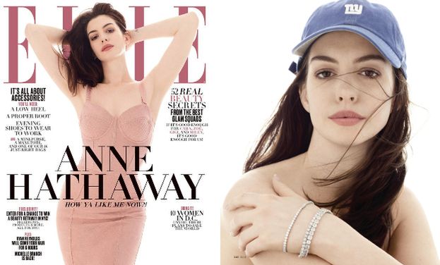 Pachy Anne Hathaway na okładce "Elle"