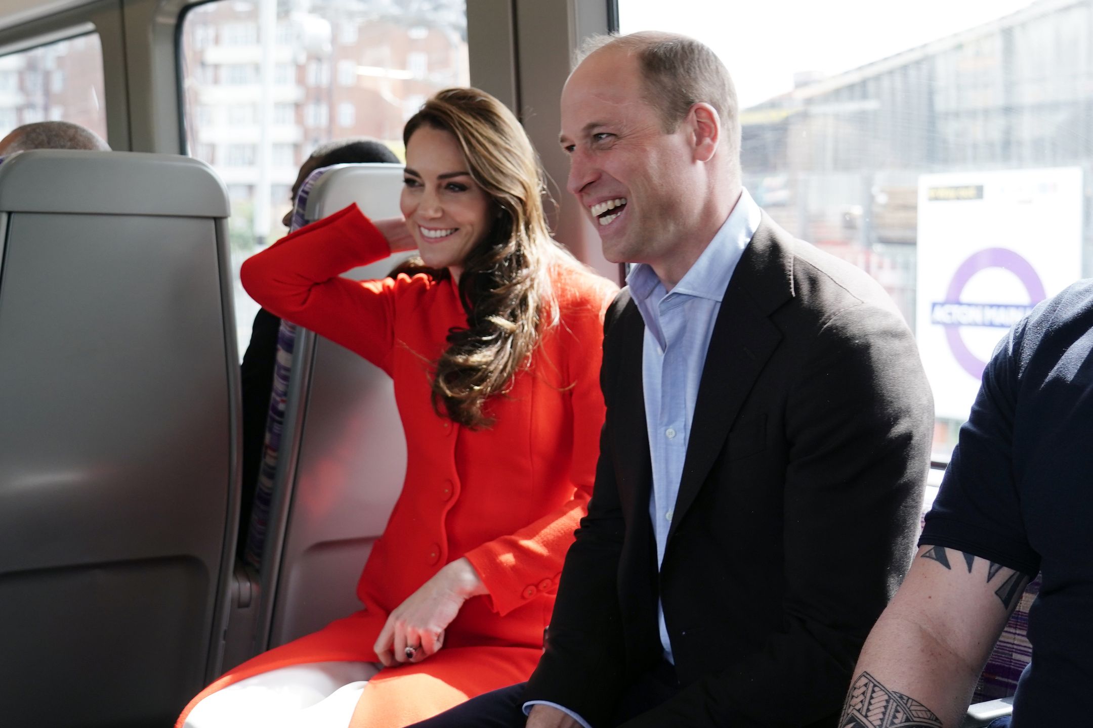 The Prince And Princess Of Wales Visit SohoLONDON, ENGLAND - MAY 04: Prince William, Prince of Wales and Catherine, Princess of Wales travel on London Underground's Elizabeth Line in central London, on their way to visit the Dog & Duck pub in Soho to hear how it's preparing for the coronation of King Charles III and the Queen Consort, on May 4, 2023 in London, England. (Photo by Jordan Pettitt - WPA Pool/Getty Images)WPA Pool