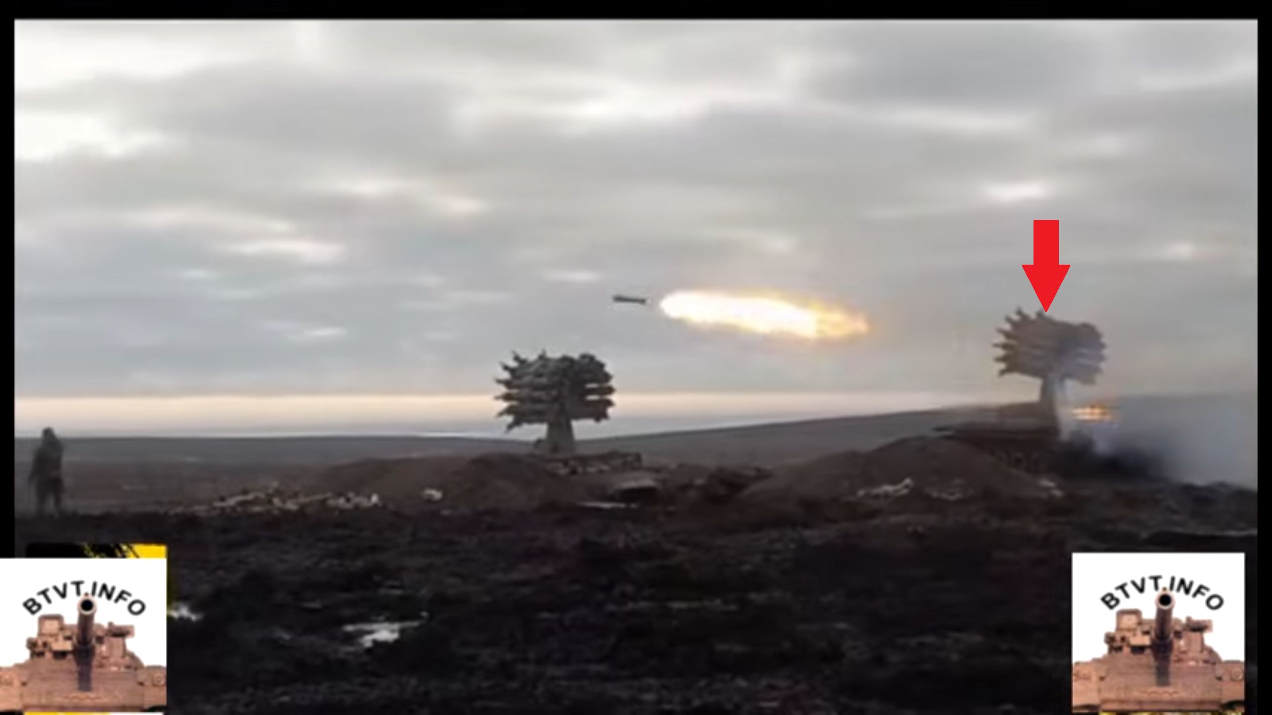 Rosyjska improwizowana artyleria rakietowa oparta o czołg T-80 i wyrzutnię rakietowych bomb głębinowych. 