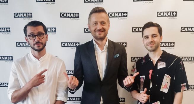 Łukasz Wiśniowski i Jakub Polkowski w redakcji sportowej Canal+