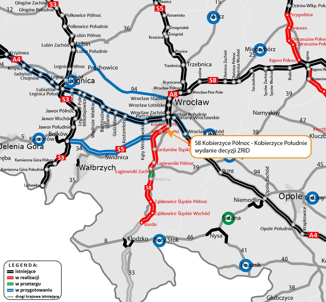 Mapa inwestycji drogowej