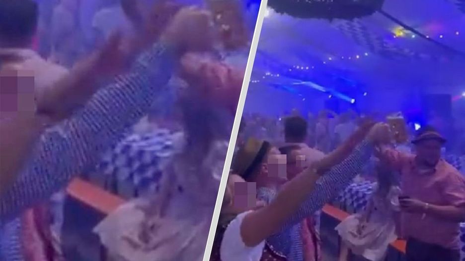 Goście wykonujący nazistowski gest