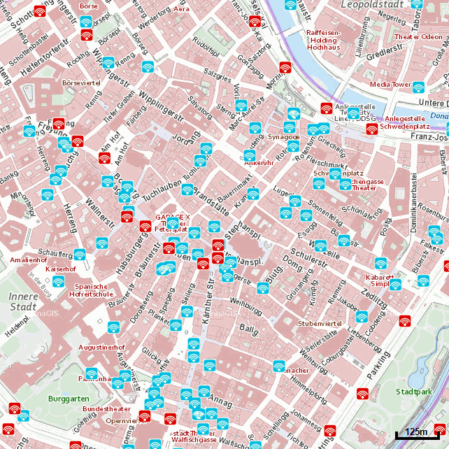 W centrum Wiednia zlokalizowanych jest 40 hot spotów miejskich, do tego należy dodać wiele punktów oferowanych przez punkty usługowo-handlowe.
