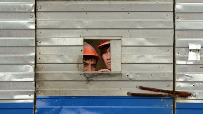 Robotnicy napływowi na budowie w Moskwie