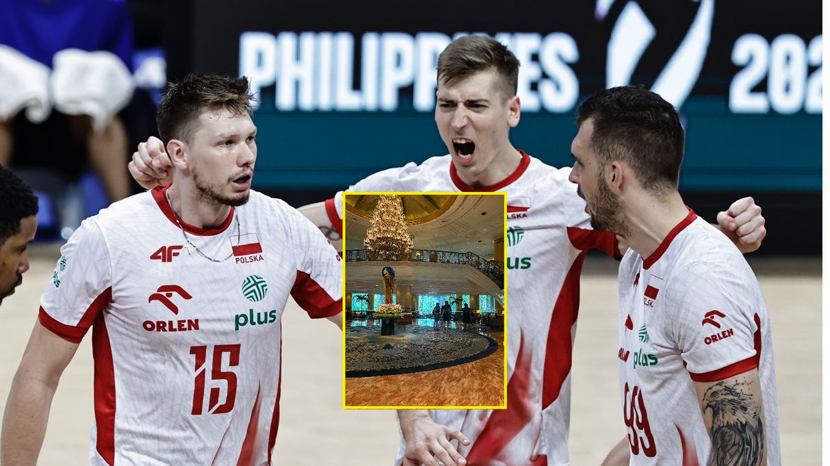 PAP/EPA / FRANCIS R. MALASIG / WP SportoweFakty / Arkadiusz Dudziak / Na zdjęciu: Siatkarze reprezentacji Polski, w ramce hotel, w którym się zatrzymali.