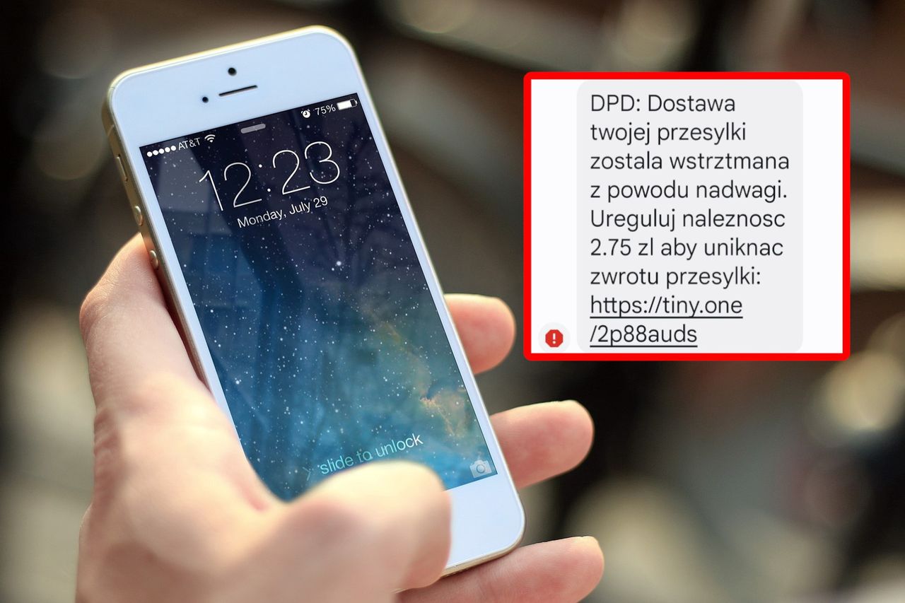 Fałszywy SMS o dopłacie do paczki