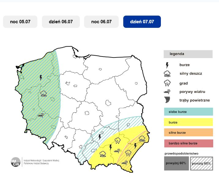 Prognoza burz na 7 lipca.