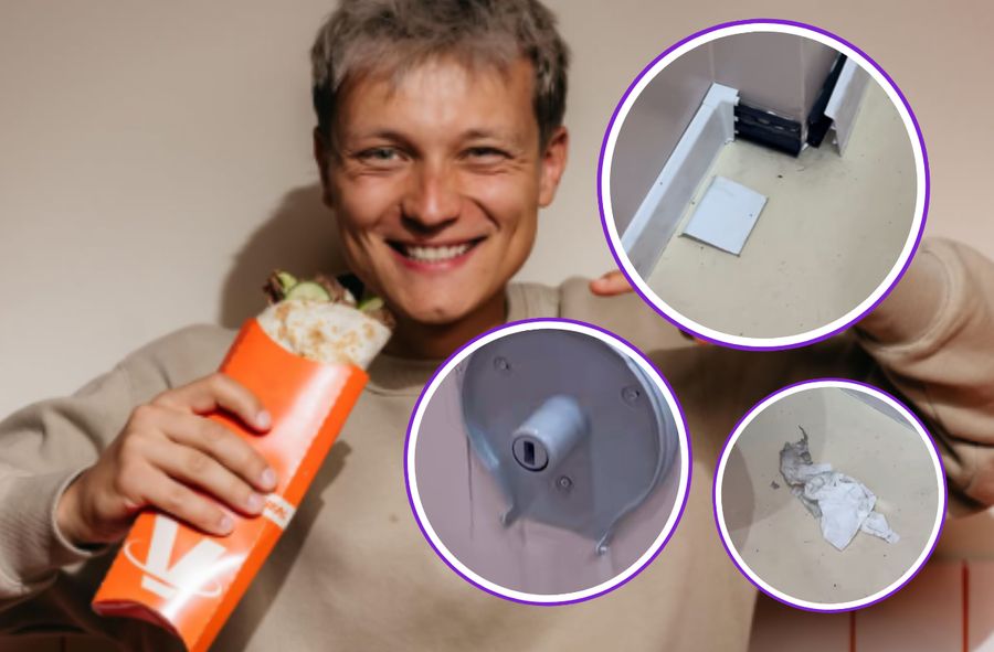 Zdemolowana łazienka w VIRAL Kebabie