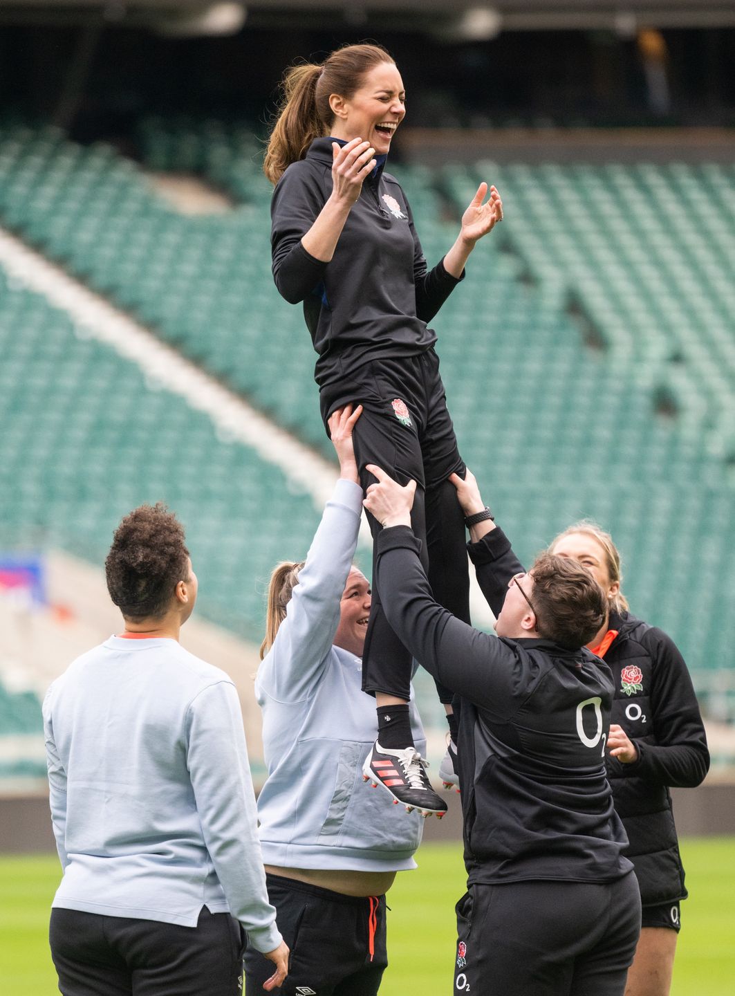 Kate Middleton na treningu rugby