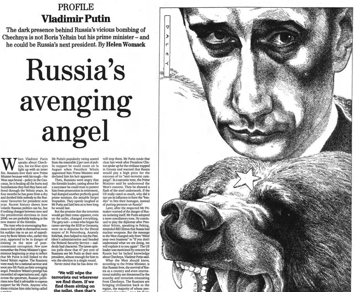 Putin jako "rosyjski anioł zemsty". Brytyjski "The Independent", 12 grudnia 1999 roku