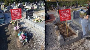 Czerwone tabliczki na cmentarzu. "Miejsce do likwidacji"