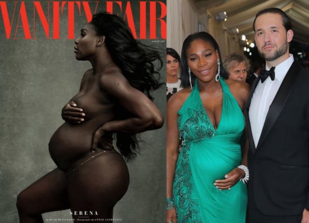 NAGA Serena Williams pokazuje ciążowy brzuch na okładce "Vanity Fair" (FOTO)