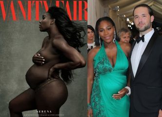 NAGA Serena Williams pokazuje ciążowy brzuch na okładce "Vanity Fair" (FOTO)