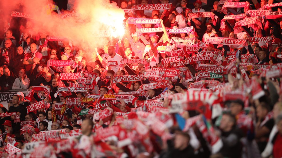 PAP / Leszek Szymański / Polscy kibice na stadionie w Walii 