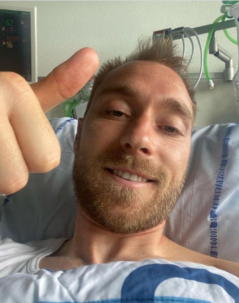 Christian Eriksen pokazuje zdjęcie ze szpitala i dziękuje za wsparcie