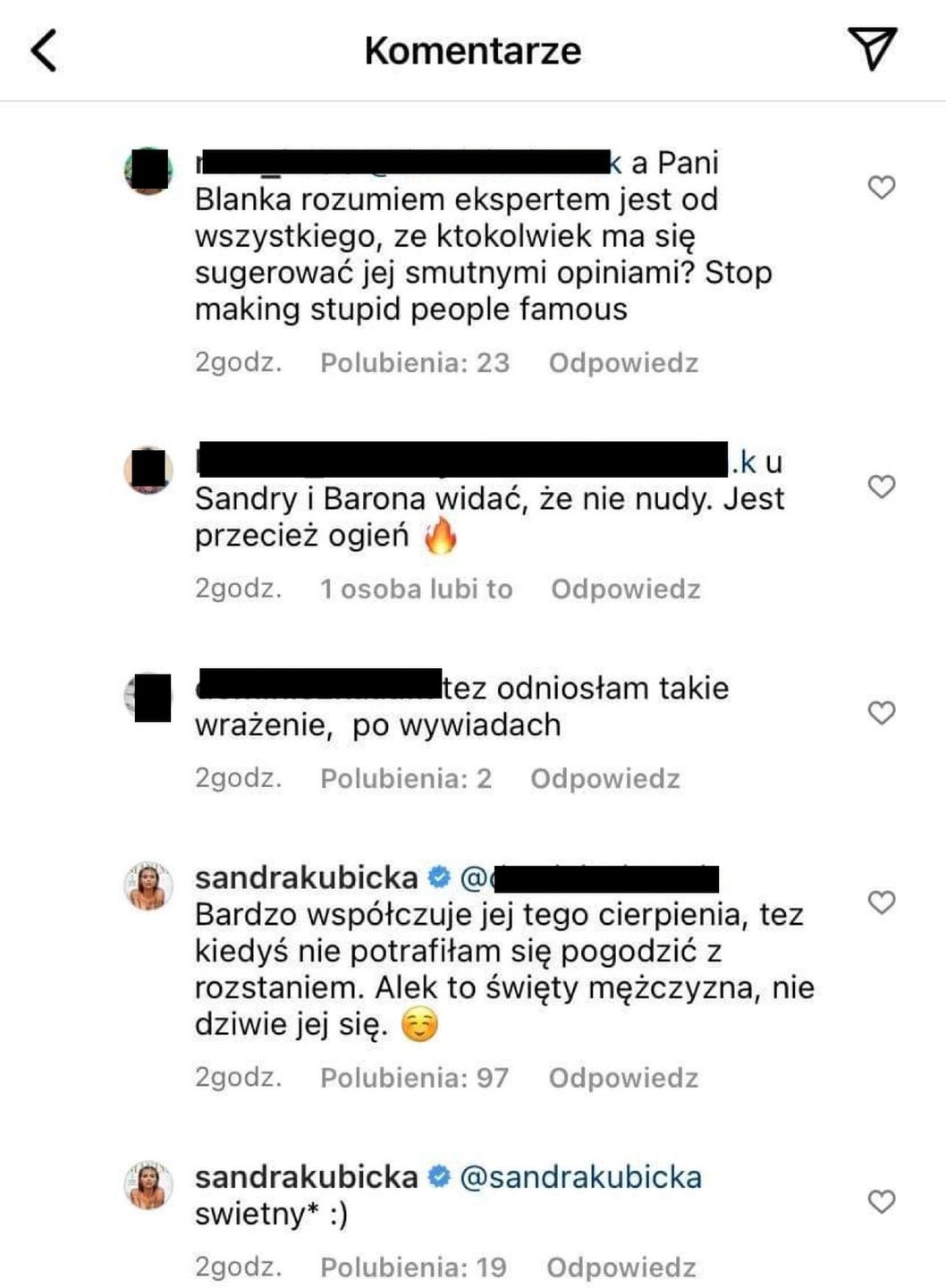 Sandra Kubicka wbija szpilę Blance Lipińskiej: "Też kiedyś NIE POTRAFIŁAM SIĘ POGODZIĆ z rozstaniem"