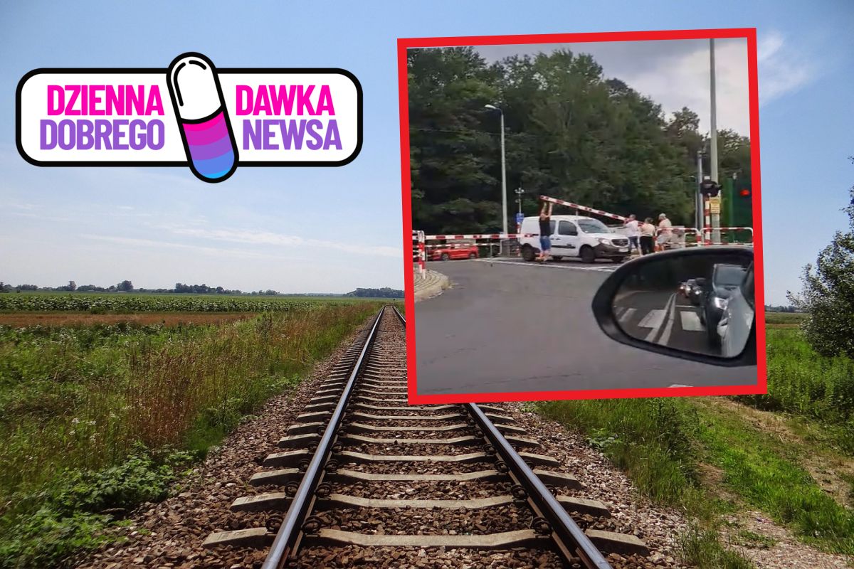 Samochód utknął między rogatkami. Świadkowie natychmiast ruszyli na pomoc