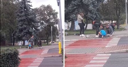 Dziecku rozsypały się kasztany. Nagrano to, co zrobili przechodzący obok chłopcy