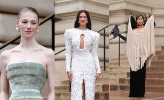 Rewia mody na pokazie Schiaparelli: pierzasta Dua Lipa, Cardi B z krukiem, eteryczna Hunter Schafer