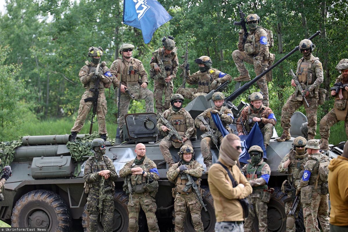 Przeciwnicy Władimira Putina z Legionu "Wolność Rosji" na granicy ukraińsko-rosyjskiej