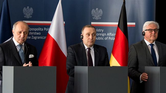 Od lewej: Laurent Fabius, Grzegorz Schetyna i Frank-Walter Steinmeier