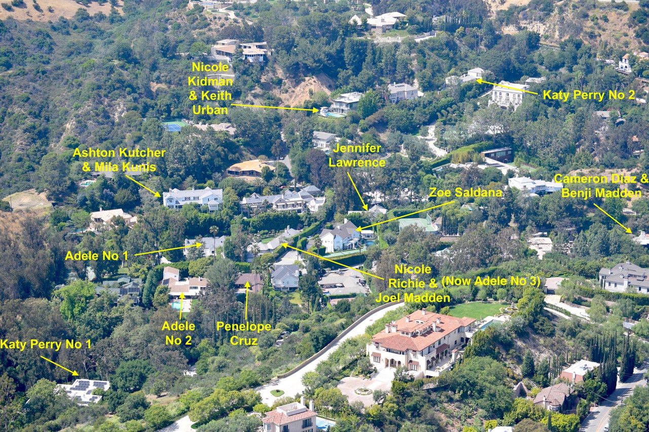 Domy Adele w Beverly Hills i gwiazdy, które mieszkają obok niej