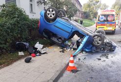 Groźny wypadek. Samochód dachował w Gdańsku