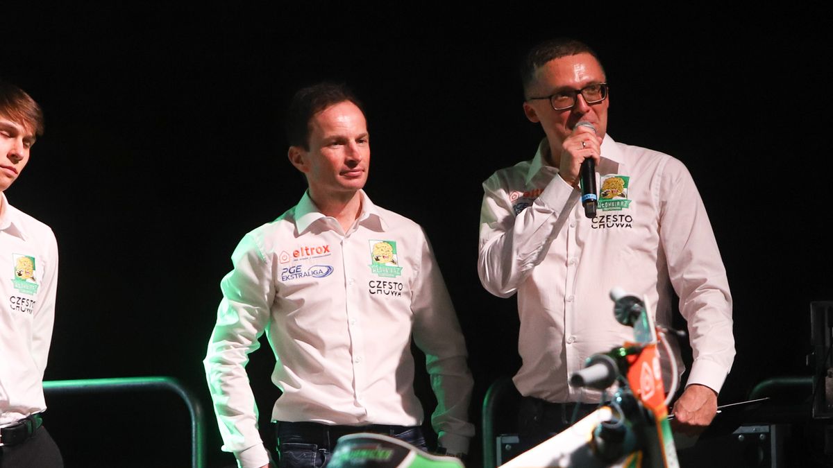 WP SportoweFakty / Tomasz Kudala / Na zdjęciu: Rune Holta (z lewej) i Tomasz Lorek podczas prezentacji Włókniarza
