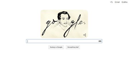 Juliusz Słowacki jako Google Doodle. Urodził się 205 lat temu