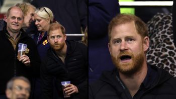Pijący piwo książę Harry pojawił się na telebimie podczas meczu rugby, a kibice go WYGWIZDALI!